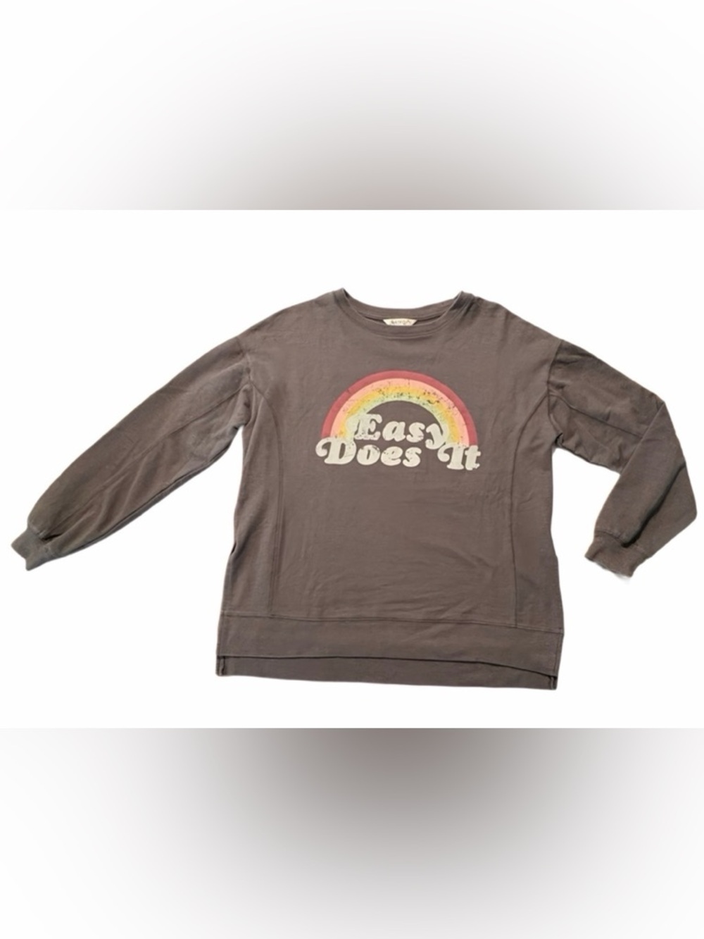 Wildfox Easy Does It Grey Rainbow Sweatshirt Size Small